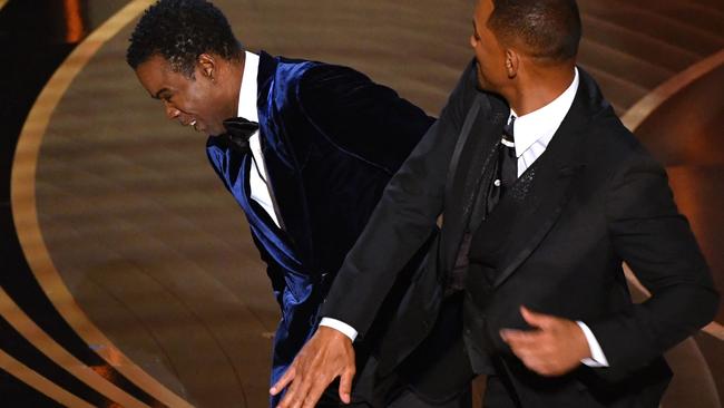 The moment Smith slapped Rock on stage. Picture: Robyn Beck/AFP