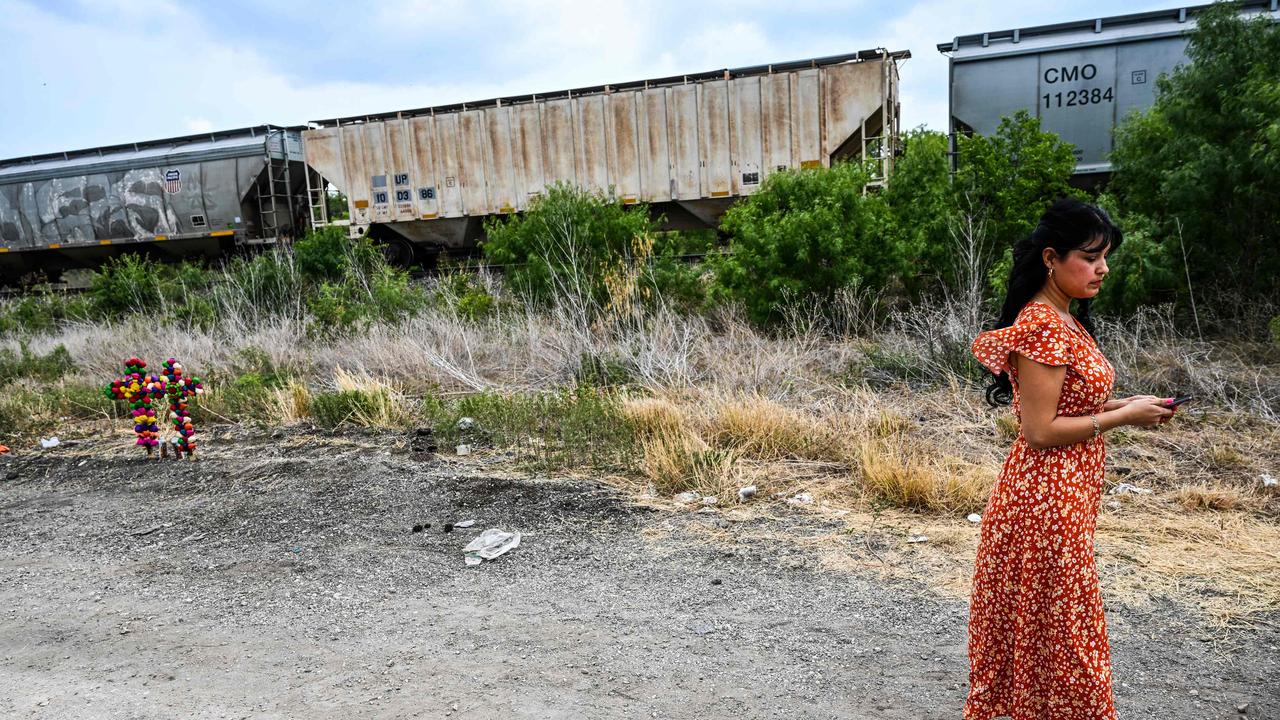 A makeshift memorial where the grim discovery was made. Picture: AFP