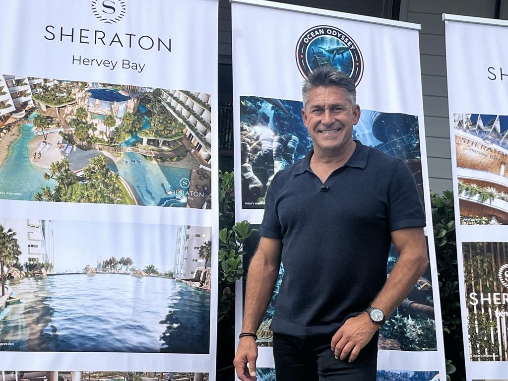 Jamie Durie with the designs of the proposed Hervey Bay Sheraton oasis.