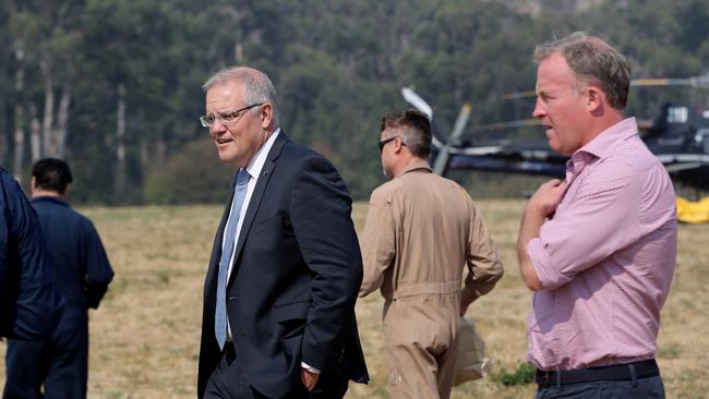 Mr Morrison and Mr Hodgman out and about. Picture: LUKE BOWDEN