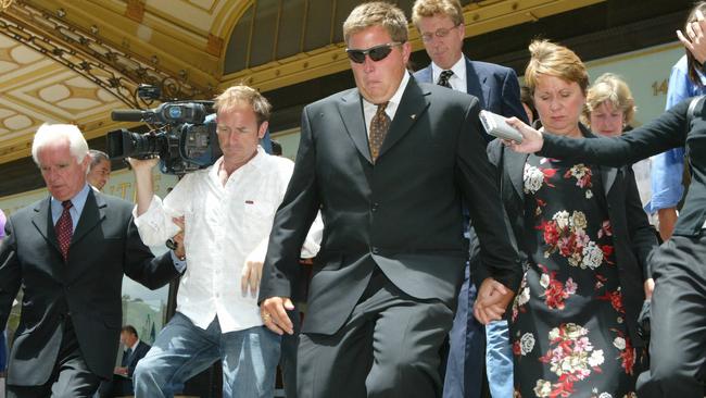 NSW RFS volunteer firefighter David Mills leaves Downing Centre Court in Sydney.