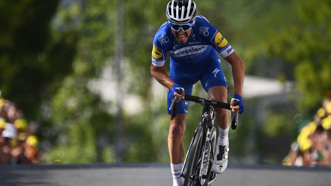 French rider Julian Alaphilippe makes a last effort to win the third stage of the 106th edition of the Tour de France.