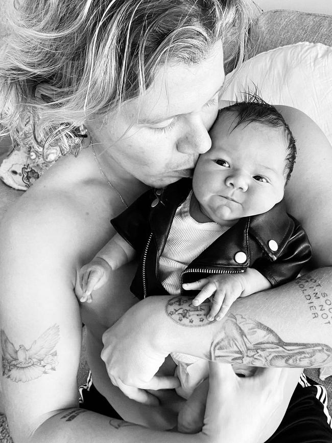 Conrad Sewell with new baby Memphis.