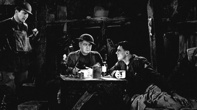 David Manners, Billy Bevan, and Colin Clive in the 1930 film Journey’s End adapted from R.C. Sherriff’s stage play.