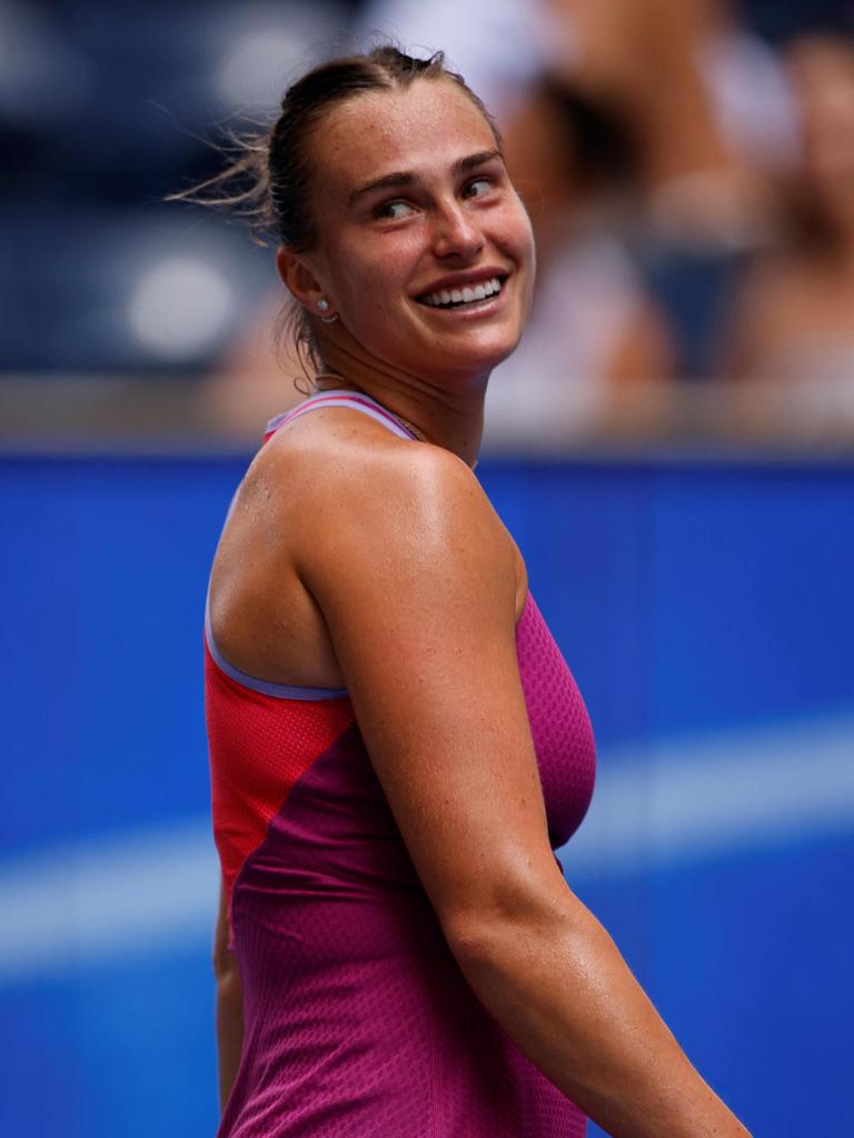 Sabalenka was all smiles. Photo by KENA BETANCUR / AFP