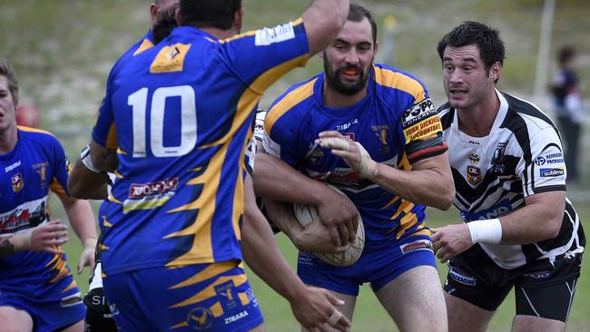 Akers carting the ball up for Toukley back in 2014. Picture Waide Maguire.