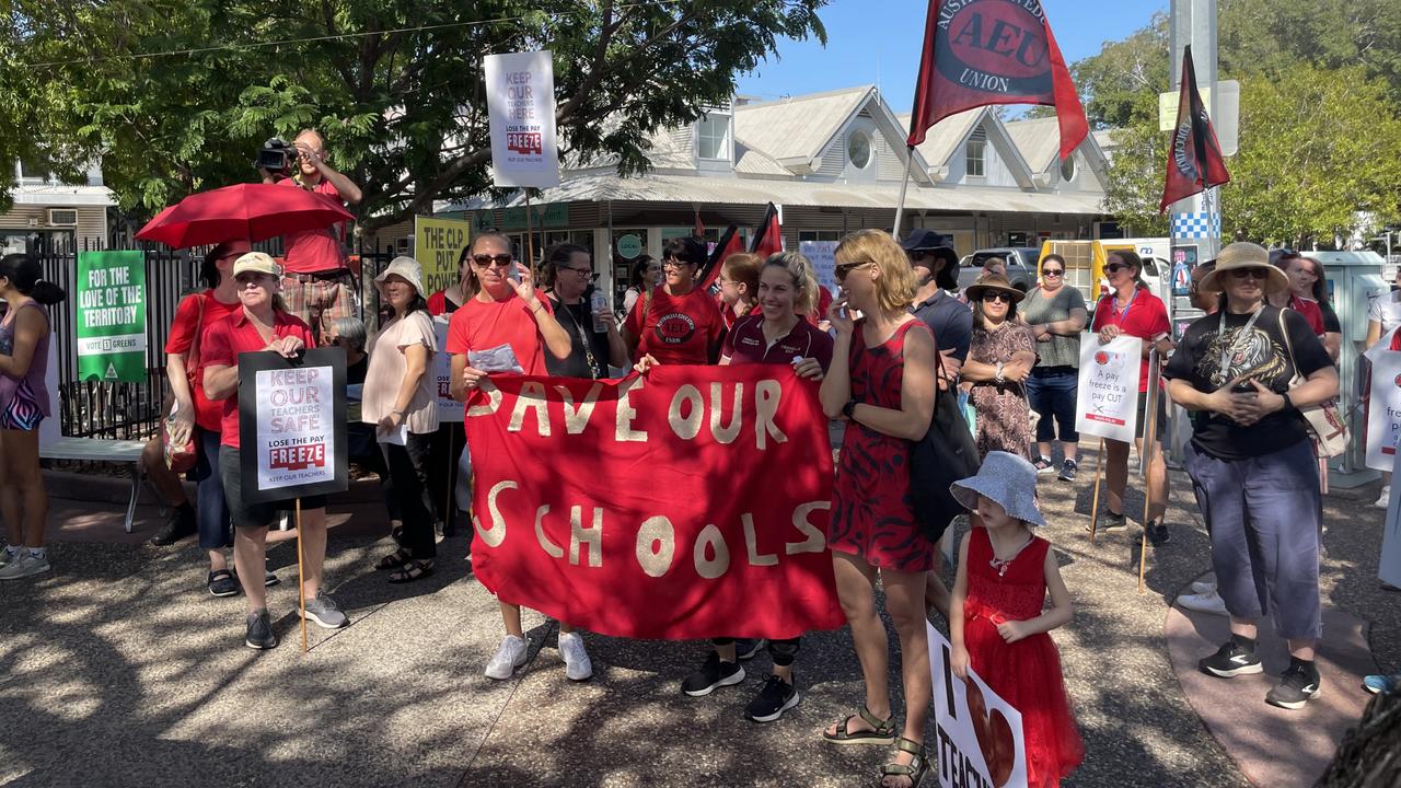 Teachers across the Territory went on strike this year in protest of the wage freeze, which the government has now committed to ending. Picture: Bethany Griffiths