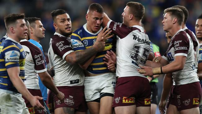 The Manly v Parra classic grudge match is set down for round 10. Picture: Brett Costello