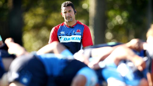 Daryl Gibson watches his forwards scrummage. Picture: Gregg Porteous