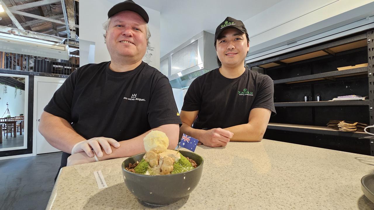 Celebrating the opening of Kajoku Backdoor on Club Lane in the Toowoomba CBD are (from left) owner Jeff Brady and chef Isac Song.