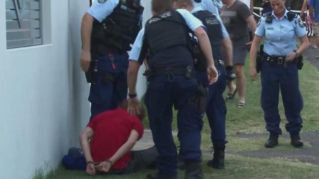 One of the teens arrested at the scene at Newport Beach on Monday afternoon.