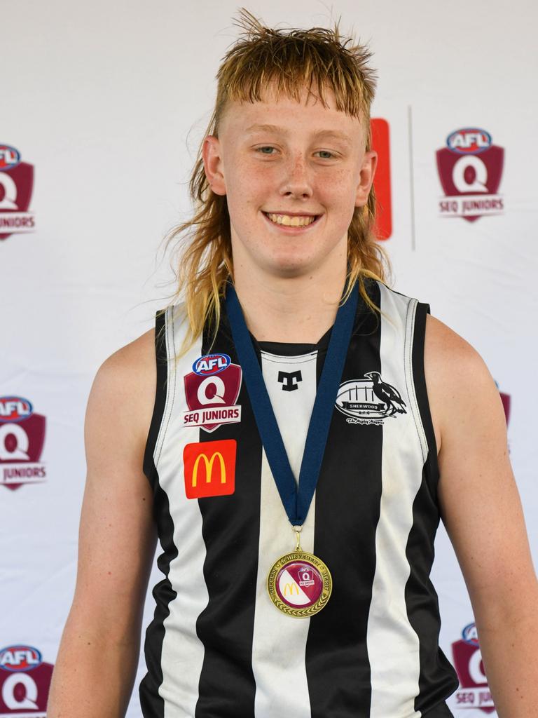 Tyler Mathers of Sherwood Magpies won the best on ground award for the Under 15 Boys Div 3 in the SEQJ competition. Picture: Supplied