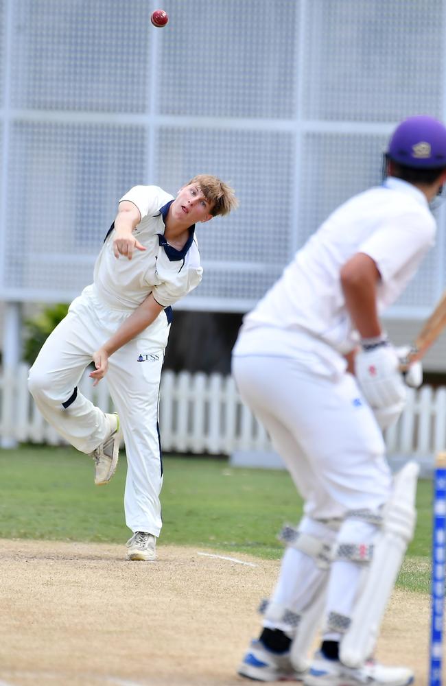 TSS bowler Cameron Sinfield. Picture, John Gass