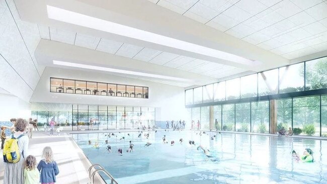 An artist’s impression of the swimming pool at the proposed Crows training centre.