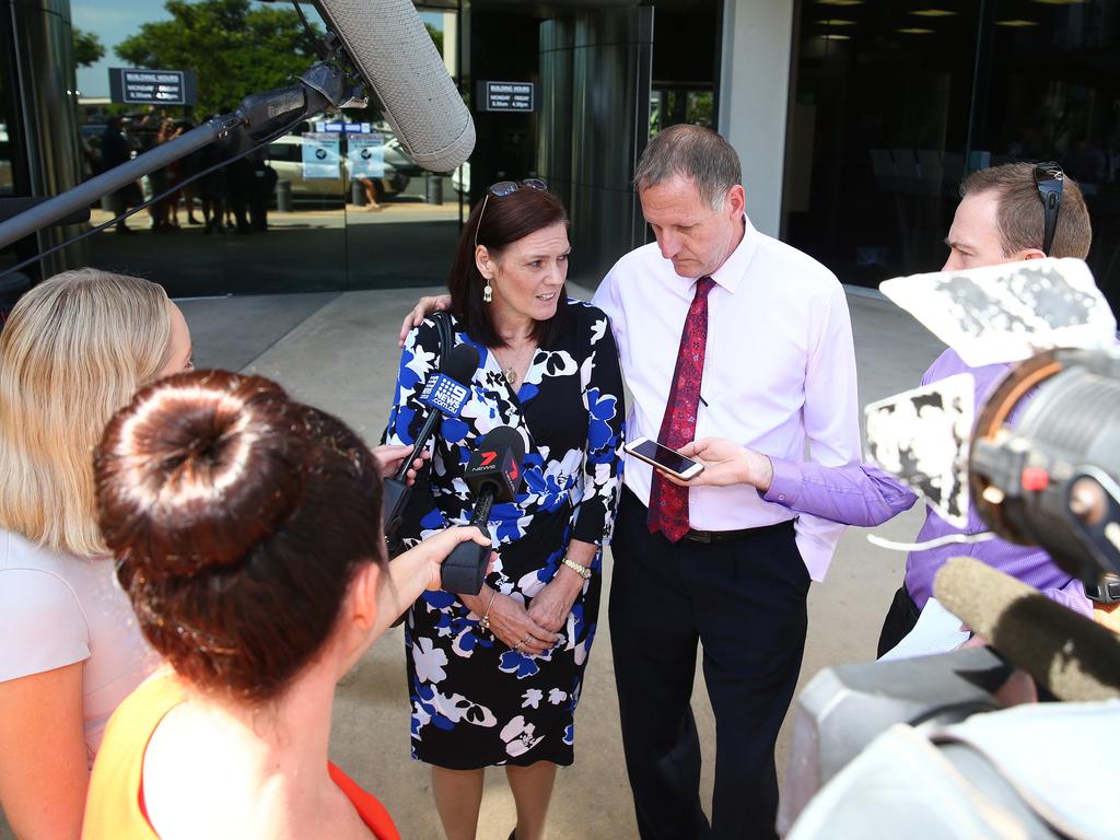 Tracey and Peter Brose speak to the media after the decision. Pics Adam Head