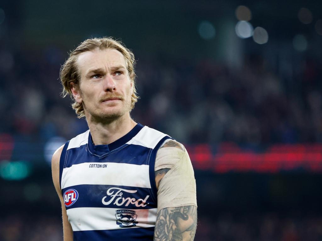 Geelong star Tom Stewart expects to be targeted by the Gold Coast Suns. Picture: Dylan Burns/AFL Photos via Getty Images