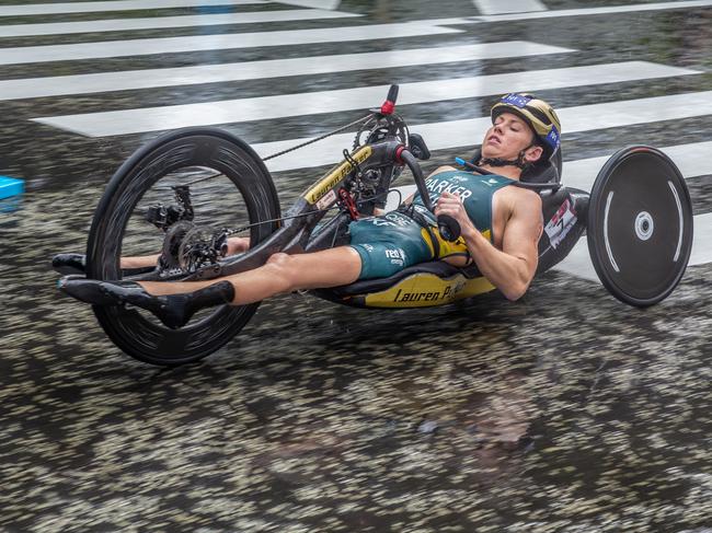 Lauren Parker was paralysed from the waist down after a horrific bicycle crash in 2017. Picture: Getty Images