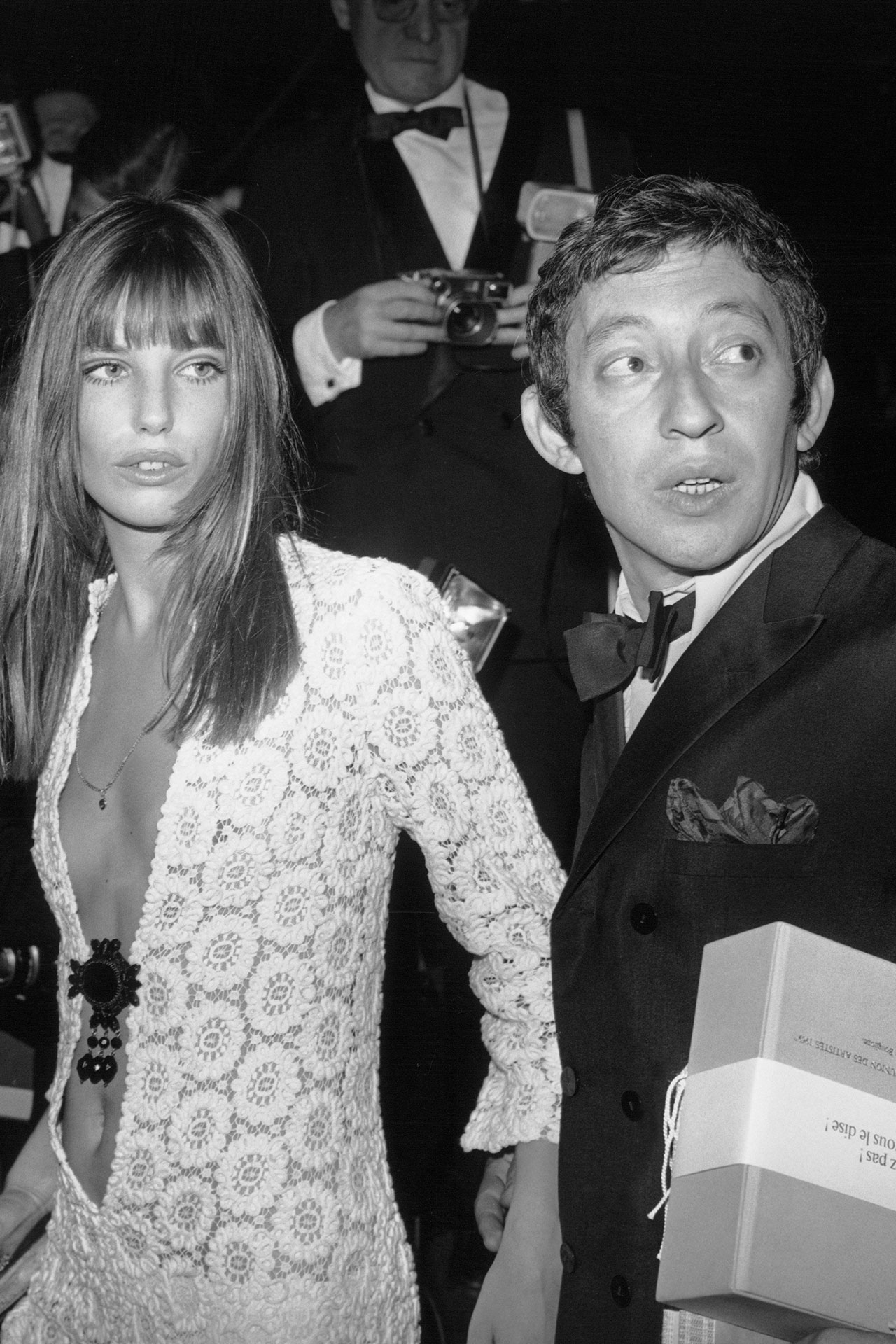 <p>The Artists Union Gala in Paris, 1969. This crochet gown was one that Birkin apparently wore backwards and used a brooch to pin the plunging neckline closed. Another moment solidifying her knack for unique accessories.</p>