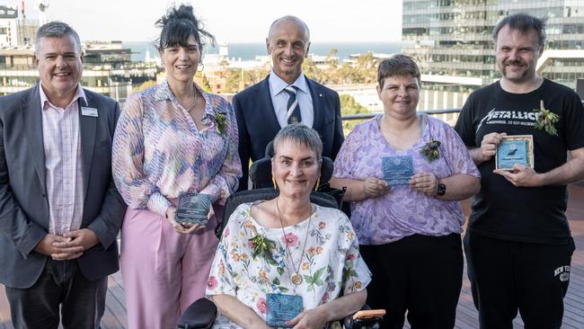 From left to right – Cr Anthony Aitken, Justine Martin, Mayor Dr Stretch Kontelj OAM, Laura Williamson, Matthew Gardiner; Front – Leanne Watson. Picture: Supplied.