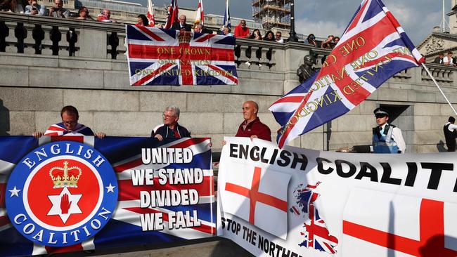 Members of the English Coalition gather in Trafalgar Square earlier this month. Picture: AFP.