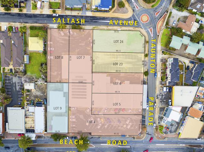 Proposed allotment breakdown for 24-30 Beach Road Christies Beach. Pic: Realestate.com