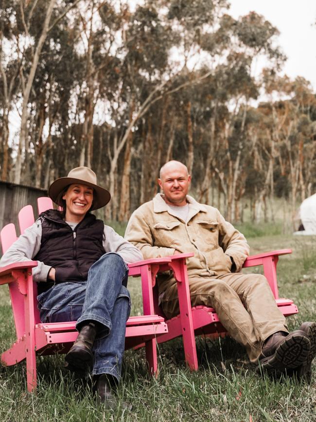 Rachel Gerds and Daniel Billingsley own and operate Mountain Path Meadows at Mount Schank. Picture: Bec Whetham Photography