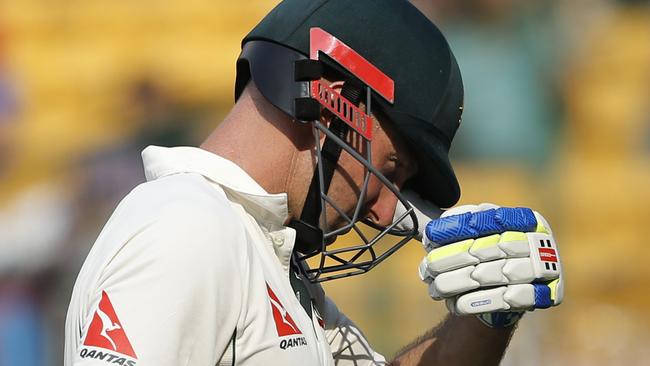 Shaun Marsh leaves the ground after being dismissed. (AP Photo/Aijaz Rahi)