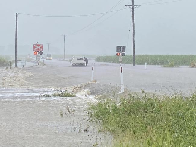 Facebook user William Missin shared this photo of flooding over Farleigh Habana Rd in the Mackay region, January 12, 2023.