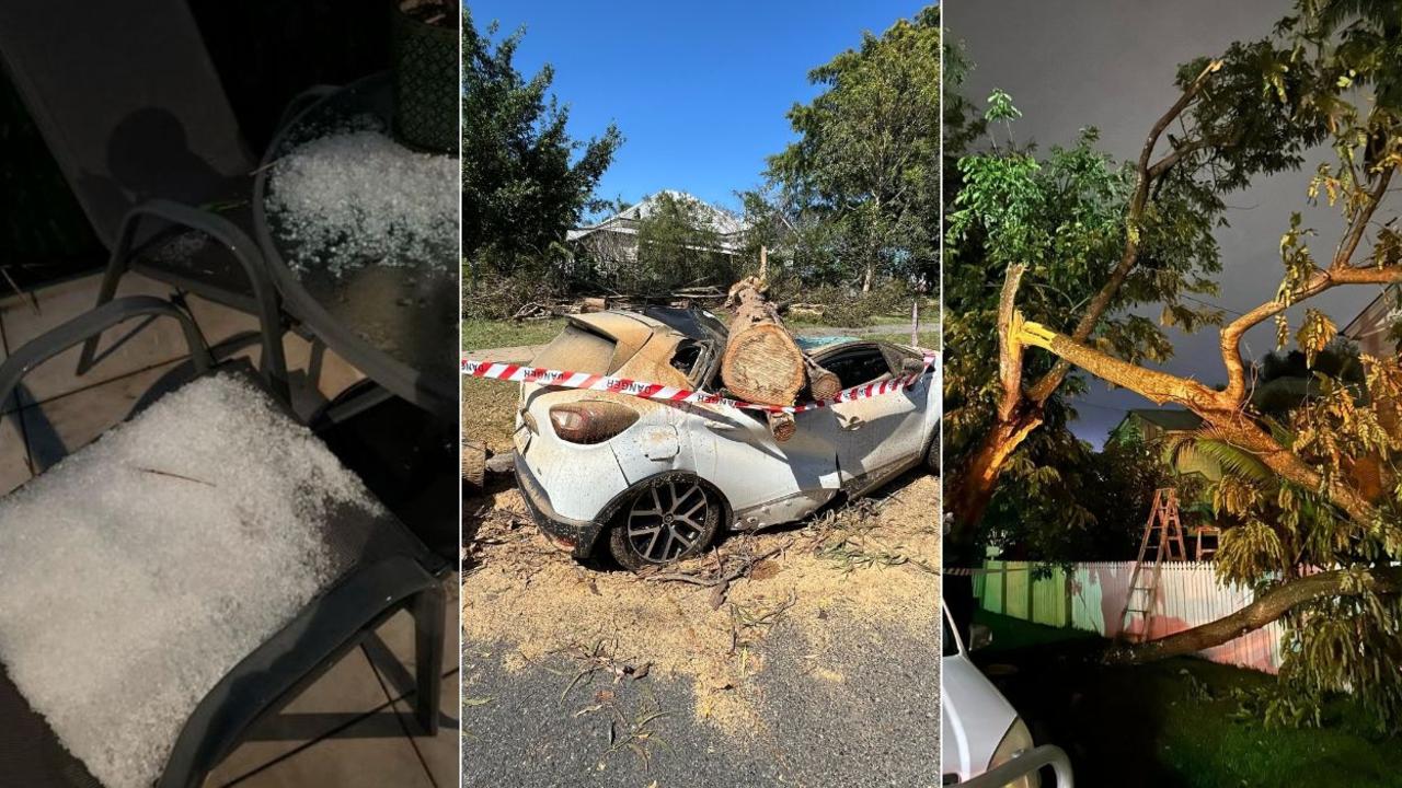 Cars smashed, fences crushed after intense storm lashes Brisbane