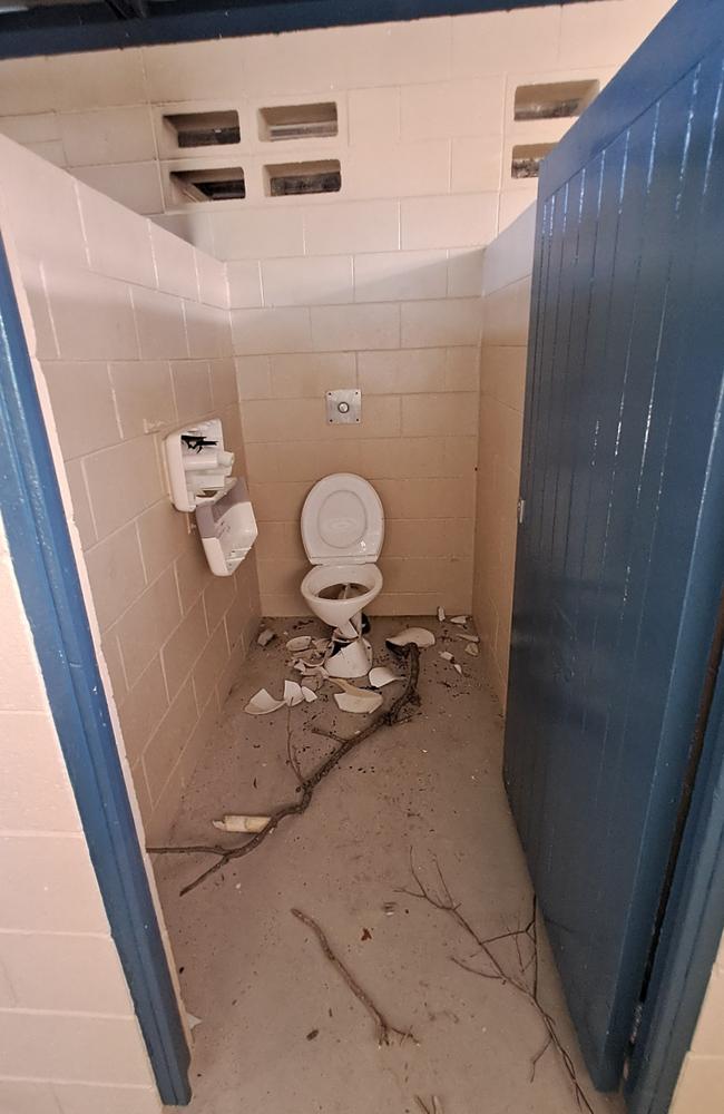 The toilet block at Mount View Park was left unusable after vandals destroyed the toilets and lit a fire inside the structure. Picture: Supplied