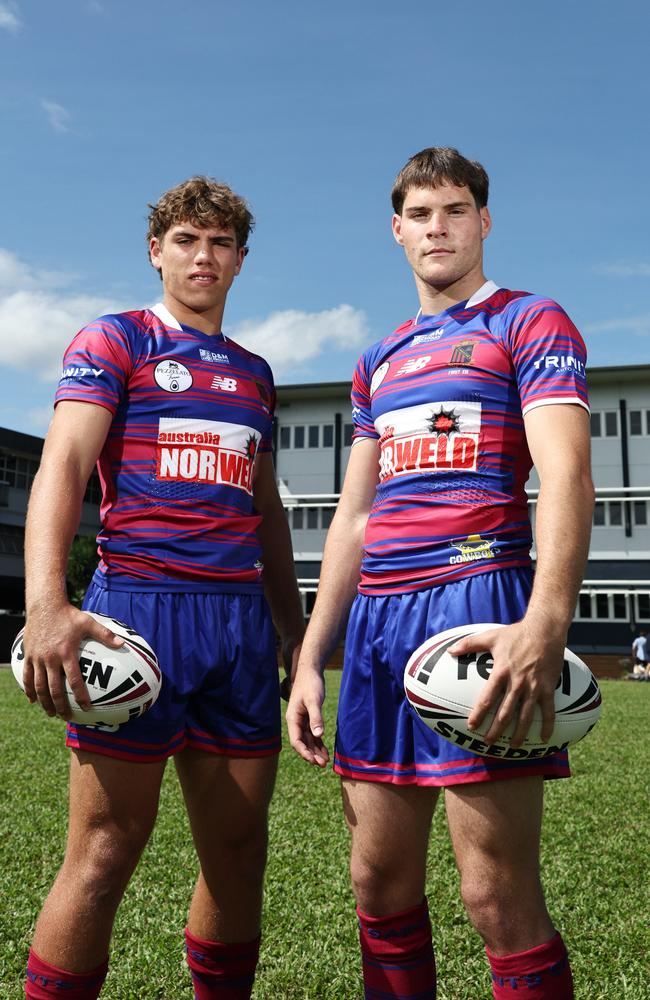 The Aaron Payne Cup schoolboy's rugby league tournament begins tomorrow, when St Augustine's College takes on Mackay's Holy Spirit College in Townsville. St Augustine's College senior players Cayde Miller and Ben Walker are ready to compete against the best schoolboy rugby league players in North Queensland after a long off season. Picture: Brendan Radke