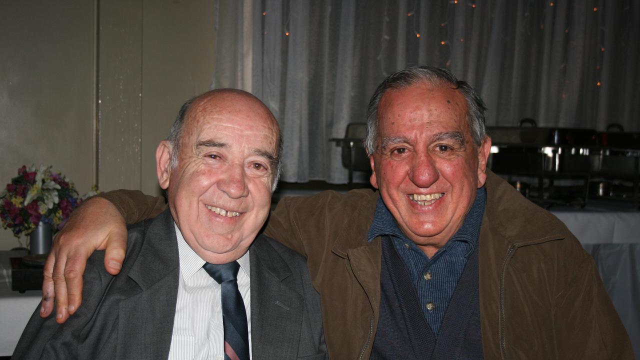 Great mates Jim Samios and Joe Coorey enjoy the Singh/Samios engagement party. Photo Deanna Millard / Warwick Daily News