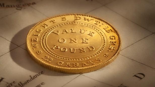 The Nobleman Gold One Pound coin minted in Adelaide in 1852. Picture: Supplied