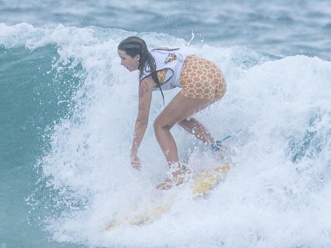 Early Saturday heats of The Burleigh Heads Boardriders Single Fin Festival. Picture: Glenn Campbell