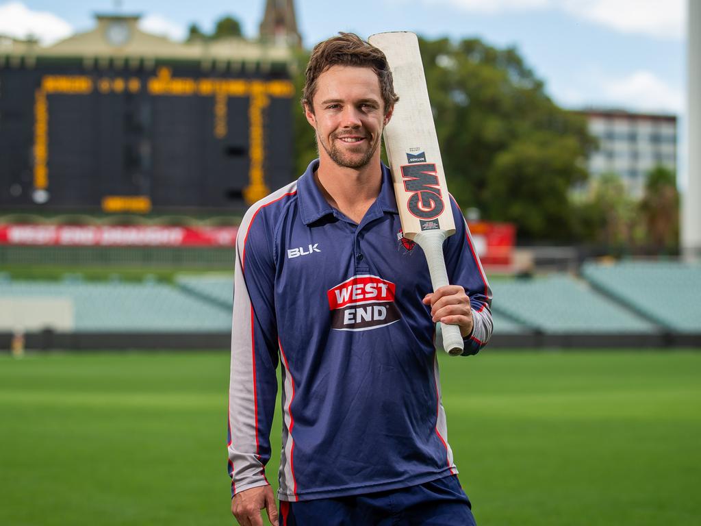 South Australian cricket captain Travis Head poses for a photograph at Adelaide Oval in Adelaide, Wednesday, February 20, 2019. (AAP Image/James Elsby) NO ARCHIVING