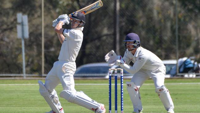 Adelaide University’s Sam Kerber pulls against Northern Districts. Picture: Brenton Edwards