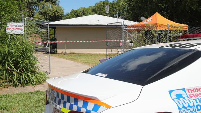 NT Police investigate a suspected domestic violence homicide after a 31-year-old woman allegedly fatally stabbed her 33-year-old partner and a 51-year-old woman at a home in Alawa on Friday, February 28. Picture: Zizi Averill
