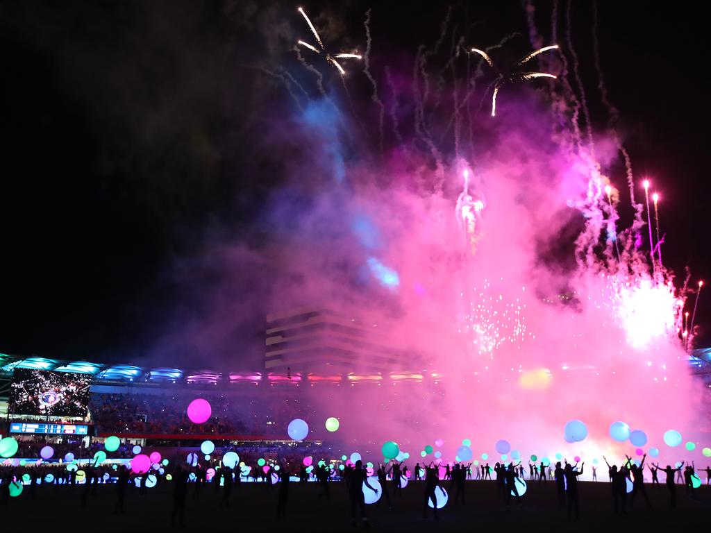 Lights show during the half time of the AFL Grand Final.
