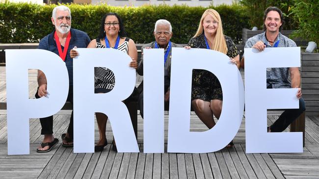 The Pride of Australia Morning Tea photographed at the Advertiser, Waymouth Street, Adelaide on Wednesday the 12th of December 2018. The winners of the 2018 Pride of Australia Medal will be announced. Paul Barnden, Tahlia Wanganeen representing her brother, Professor Lester Rigney, Dr. Mohan Rao AM,  Melanie Tate and Nigel Hardy. (AAP/ Keryn Stevens)