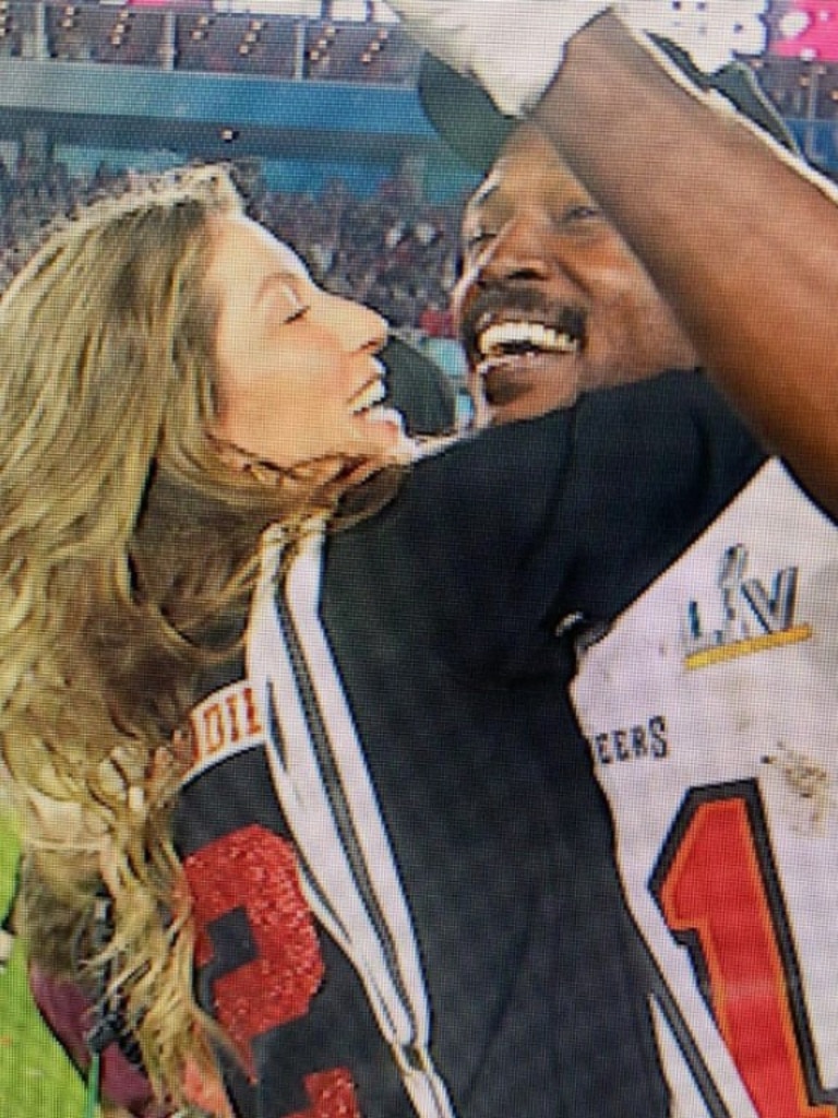 Antonio Brown with Tom Brady's wife Gisele after the 2021 Super Bowl win.