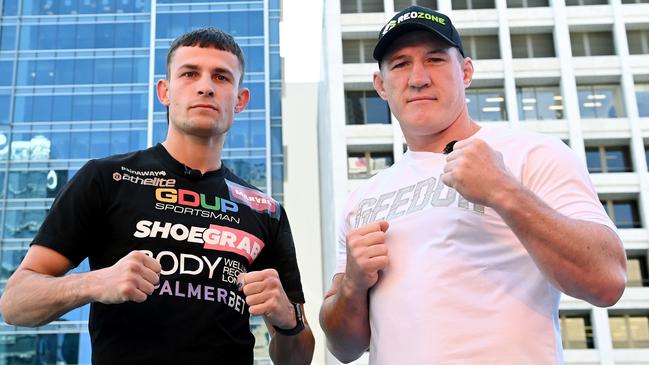 Harry Garside (left) is a shock withdrawal from Paul Gallen’s double-header fight card. Picture: Bradley Kanaris/Getty Images