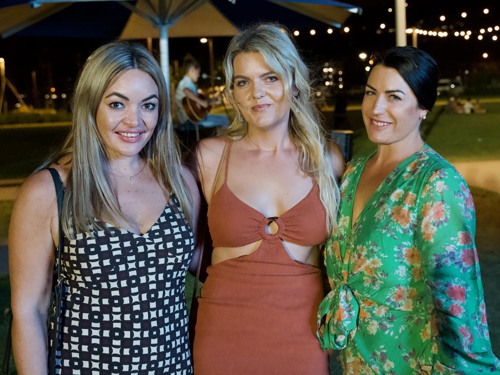 Charlotte Wood, Sarah MacDonald and Brooke Corby of Airlie Beach attending the Airlie Beach Festival of Music on Saturday, November 5, 2022. Picture: Katrina Lezaic