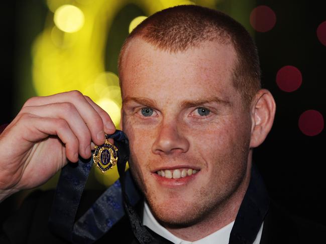 2008 Brownlow Medal. Western Bulldogs player Adam Cooney wearing his Brownlow medal.