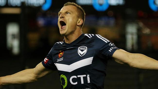 Expect a big celebration if Besart Berisha can strike against Juventus. Picture: George Salpigtidis