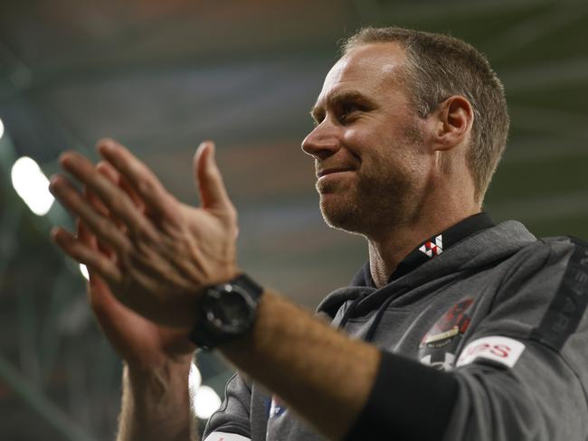 A little pressure release for Essendon coach Ben Rutten. Picture: Getty Images