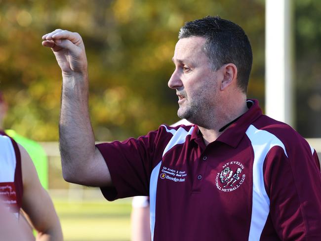 Mt Evelyn coach Mark Fisher. Picture: James Ross