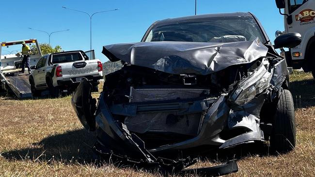 Stolen car crash on Dalrymple Rd. Picture: Natasha Emeck