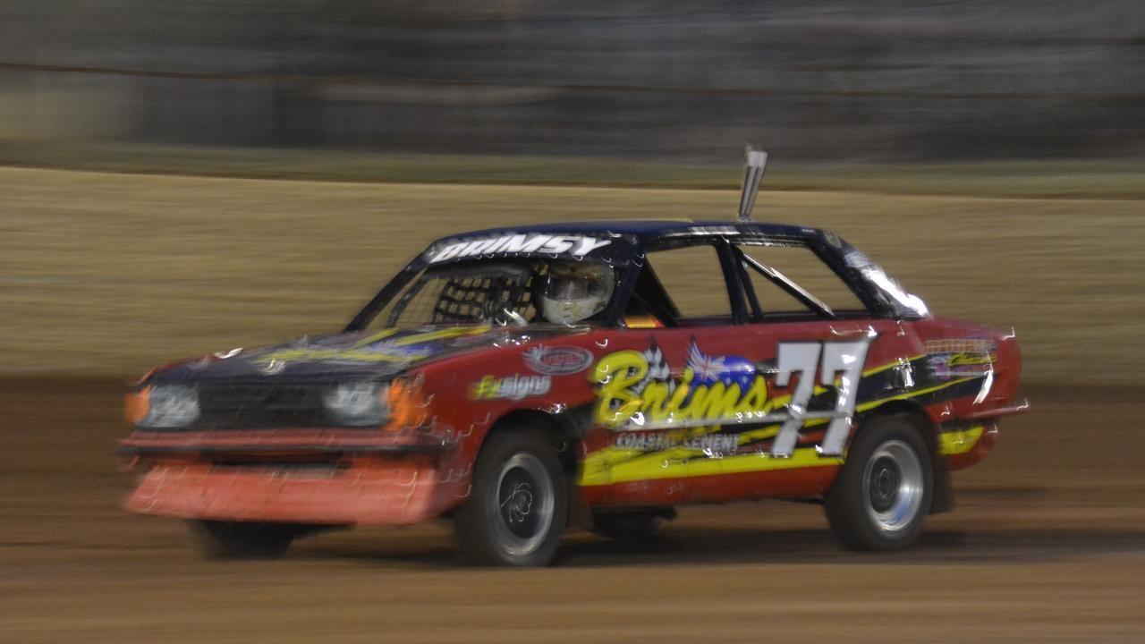 Hayden Brims drives in the Kingaroy Speedway junior sedans top stars race on Saturday, November 16. (Photo: Jessica McGrath/ South Burnett Times)