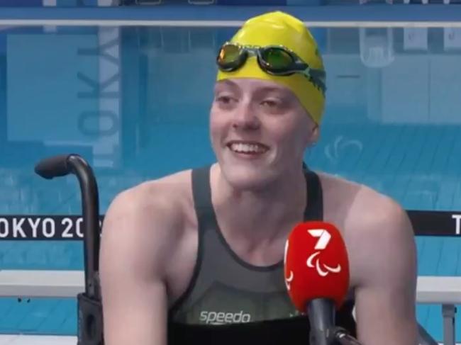 Rachael Watson melted hearts across Australi in her post-race interview. Picture: Channel 7