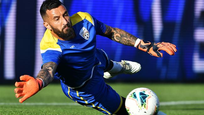 Adelaide United goalkeeper Paul Izzo produced a standout display in the Reds’ victory over Newcastle Jets. Picture: Mark Brake/Getty Images